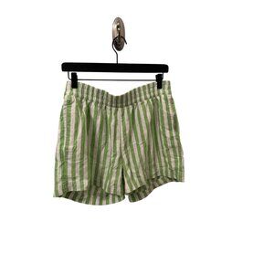NWT linen blend green and white high rise shorts size M